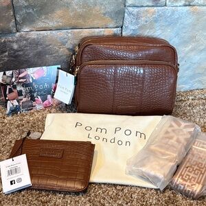 Pom Pom London Mayfair Plus Chestnut Color Crossbody Bag Set